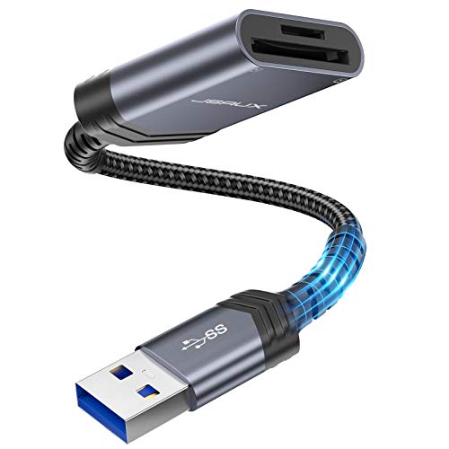 JSAUX USB 3.0 SD TF Kartenleser USB Card Reader Adapter TF SD Kartenleser 2 Slot Kartenlesegerät für SDXC, SDHC, SD, MMC, RS-MMC, Micro SDXC, Micro SD, Micro SDHC Karte-Grau von JSAUX