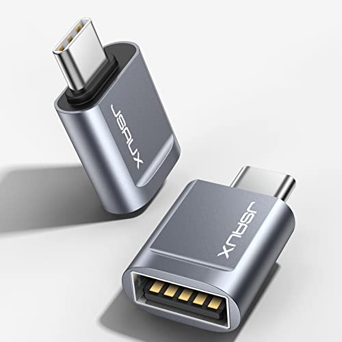 JSAUX USB C Adapter auf USB A 3.0 OTG, [2 Stücke] Typ C OTG Adapter, Thunderbolt 3 to USB 3.1/3.0/2.0, Kompatibel für MacBook Pro 2020/2019/2018/Air 2020, Samsung Galaxy, Huawei, Surface Go(Grau) von JSAUX