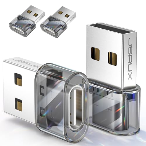 JSAUX USB C Buchse zu USB Adapter (4 Stück) 3.1A Schnellladung, Adapter Kompatibel mit iPhone 16 15 14 Pro, Samsung Galaxy S24 S23, Apple Watch, Carplay, Android Auto-Obsidian von JSAUX