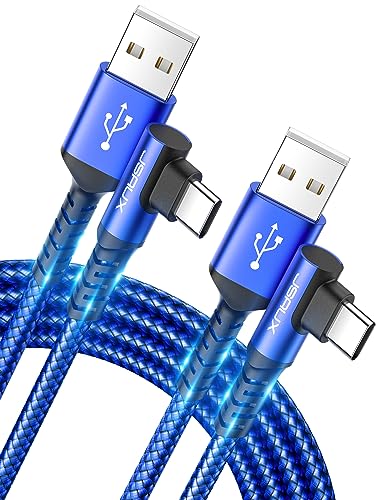 JSAUX USB C Kabel [2 Stück 2M] 3,1A Schnellladung, 90 Grad Winkel USB Typ C Ladekabel Kompatibel mit Samsung Galaxy S23 S22 S20 S10 S9 S8, A13 A53 A52 A73, Xiaomi Redmi Note 11 10, HUAWEI P50 P40-Blau von JSAUX