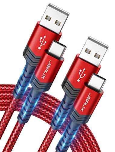 JSAUX USB C Kabel 3,1A [2 Stück 1M ], USB Typ C Ladekabel Schnellladung Kompatibel mit Samsung Galaxy S22 S21 S20 S10 S9 S8 Plus, Note 20 10 9 8, A3 A5, LG G5 G6 V20, Huawei P30 P20 P10 usw (Rot) von JSAUX