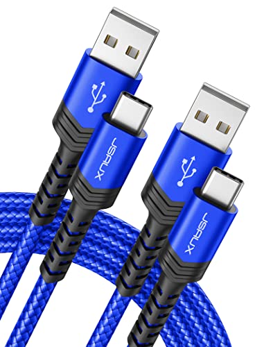 JSAUX USB C Kabel 3,1A [2 Stück 2M ], USB Typ C Ladekabel Schnellladung Kompatibel mit Samsung Galaxy S22 S21 S20 S10 S9 S8 Plus, Note 20 10 9 8, A3 A5, LG G5 G6 V20, Huawei P30 P20 P10 usw (Blau) von JSAUX