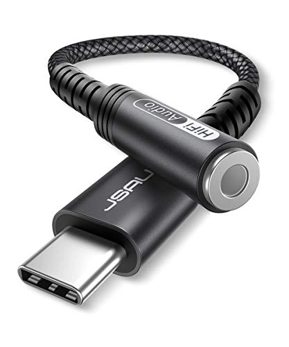 JSAUX USB C Kopfhörer Adapter Aux, USB C auf 3.5 Klinke Adapter Audio für Samsung S22/S21/S20/S20 FE/Note20/Note10, Huawei P40/P30 Pro/P20/P20 Pro, Mate40/30/20 Pro, Pixel 4/3, OnePlus 8/7 Schwarz von JSAUX