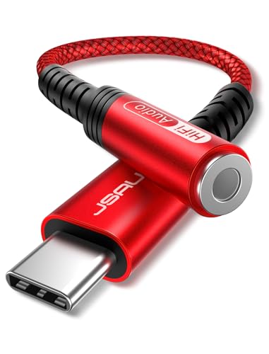 JSAUX USB C Kopfhörer Adapter Aux, USB C auf 3.5 Klinke Adapter Audio für iPhone 15 Pro Max/15 Pro/15,Samsung S24/S24+/S24 Ultra/S23/S22/S21/S20/Note20,Huawei P40/P30 Pro,Mate40/30,Pixel 4/3-Rot von JSAUX