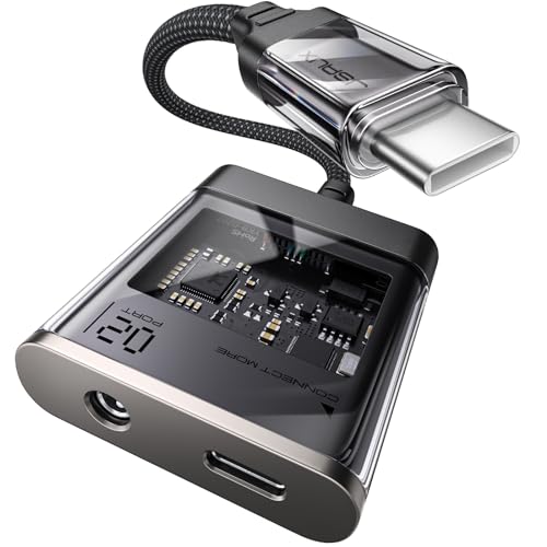 JSAUX USB C zu 3.5mm Kopfhörer und Ladegerät Adapter, 2 in 1 Typ C zu Aux Audio Buchse mit PD 60W Hi-Res 16-bit/48kHz Dongle für Kopfhörer Kompatibel mit Galaxy S24/23 Ultra Pixel 8 iPad Pro Air von JSAUX