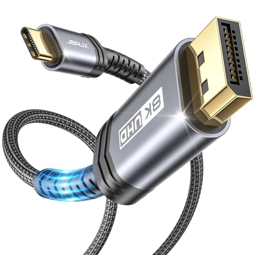 JSAUX USB C auf DisplayPort 1.4 Kabel, Thunderbolt 3/4 auf DP 1.4 Kabel [8K@60Hz, 4K@144Hz, 2K@240Hz, 5K@120Hz, 32.4Gbps] 8K USB-C Displayport für MacBook Pro 2021/iPad Pro/Dell XPS-3M von JSAUX