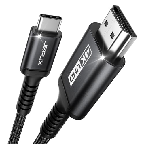 JSAUX USB C auf HDMI Kabel 1M,USB Typ C zu HDMI 4K UHD Kabel(Thunderbolt 3 Kompatibel) mit MacBook Pro 2018/2017, MacBook Air/iPad Pro 2018, Samsung Galaxy S10 / S9, Surface Book 2 Usw -Schwarz von JSAUX