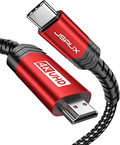 JSAUX USB C auf HDMI Kabel 3M [4K@60Hz], USB Typ C zu HDMI Kabel [Thunderbolt 3] Kompatibel mit MacBook Pro 2021, Macbook Air, iPad Pro 2020, Samsung Galaxy S22/ S21, Surface Book 2 Usw - Rot von JSAUX
