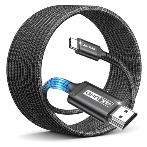 JSAUX USB C auf HDMI Kabel 4M,USB Typ C zu HDMI 4K UHD Kabel(Thunderbolt 3 Kompatibel) mit MacBook Pro 2018/2017, MacBook Air/iPad Pro 2018, Samsung Galaxy S10 / S9, Surface Book 2 Usw -Schwarz von JSAUX