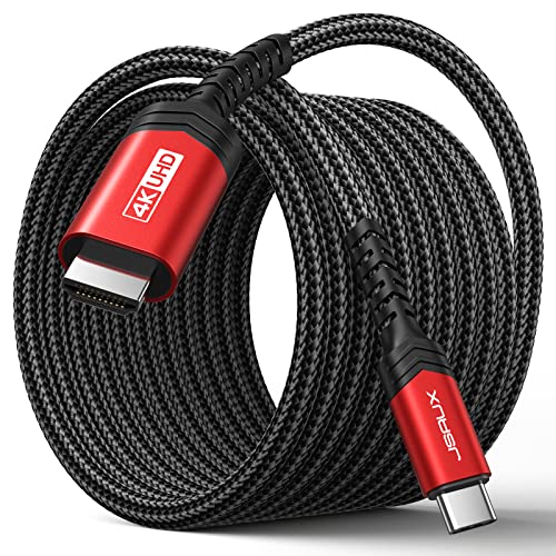 JSAUX USB-C auf HDMI Kabel 4M [4K@60Hz], USB Typ C zu HDMI Kabel [Thunderbolt 3] Kompatibel mit MacBook Pro 2021, Macbook Air, iPad Pro 2020, Samsung Galaxy S22/ S21, Surface Book 2 Usw - Rot von JSAUX