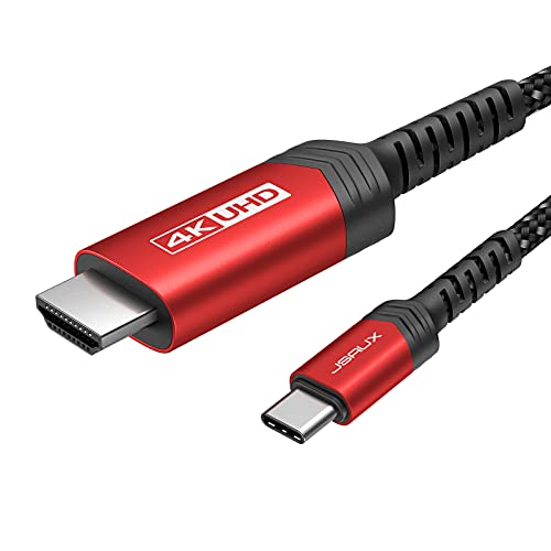 JSAUX USB C auf HDMI Kabel 5M [4K@60Hz], USB Typ C zu HDMI Kabel [Thunderbolt 3] Kompatibel mit MacBook Pro 2021, Macbook Air, iPad Pro 2020, Samsung Galaxy S22/ S21, Surface Book 2 Usw - Rot von JSAUX