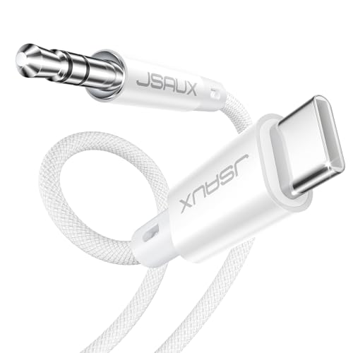 JSAUX USB C auf Klinke AUX Kabel 1M, USB C zu 3,5mm Jack Auto Kopfhörer Adapter Nylon Geflochtene Aux Kabel für iPhone 15 Pro Max von JSAUX