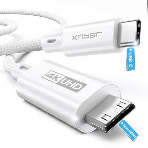 JSAUX USB C auf Mini HDMI Kabel 1M (NICHT HDMI), Laptop zu tragbarem Monitor Kabel, High Speed 4K Kabel (4K@30Hz/2K@60Hz/1080P), Kompatibel mit tragbarem Monitor, Steam Deck, Laptop, Telefon von JSAUX