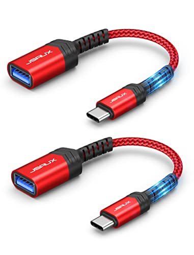 JSAUX USB C auf USB 3.1 Adapter [2 Pack], OTG USB Typ C auf USB Adapter Kabel Kompatibel für Samsung Galaxy S20/S20+/S9/S8+/A70/A50/Note 10, Huawei P30/P20 Pro, Pixel 2XL/3XL, MacBook Pro 2018 Rot von JSAUX
