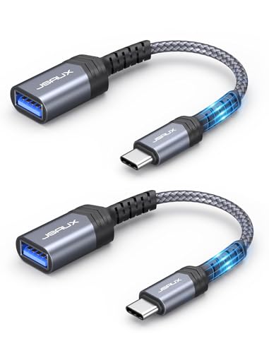 JSAUX Adapter USB C auf USB [2 Stücke], OTG USB Typ C auf USB Adapter Kabel kompatibel mit iPhone 16 Pro Max/15 Pro Max, iPad Pro, MacBook Pro/Air, Galaxy S24/S23/S22 Ultra, Huawei P50-grau von JSAUX