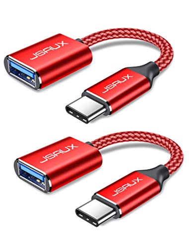 JSAUX USB C auf USB 3.1 Adapter [2 Pack] OTG Typ C Adapter Kabel Kompatibel mit Samsung Galaxy S20 S10 S9 S8 Plus Note 10 A5 2017,Huawei P30 P20 Lite Mate 30 20 Pro,MacBook Pro 2018/2017/Air 2018 Rot von JSAUX