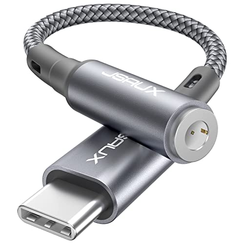 JSAUX USB C zu 3.5mm Klinke Adapter, Kopfhörer Jack Typ C Aux Audio Adapter für iPhone 15 Pro Max/15 Pro,Samsung S24/S23/S22/S21 S20/Note 20,Huawei P40 P30 Pro/Mate 40 30,iPad Pro,Pixel 6/4XL-Grau von JSAUX