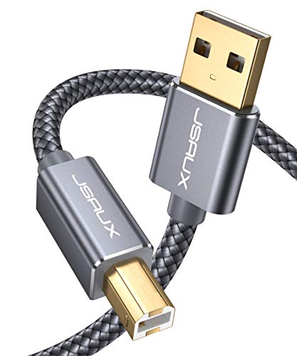 JSAUX USB Druckerkabel 2M Scanner Kabel USB A auf USB B Drucker Kabel für HP, Canon, Dell, Epson, Lexmark, Xerox, Brother, Samsung usw - Grau von JSAUX