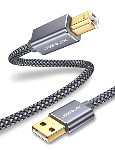 JSAUX USB Druckerkabel 4.5M Scanner Kabel USB A auf USB B Drucker Kabel für HP, Canon, Dell, Epson, Lexmark, Xerox, Brother, Samsung usw-Grau von JSAUX