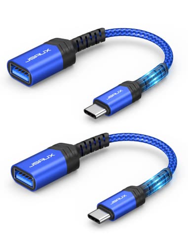 JSAUX USB auf USB-C OTG Adapter 3.1 [2 Pack], USB Typ C OTG Adapterkabel Kompatibel für Samsung Galaxy S20/S20+/S9/S8+/A70/A50/Note 10/9/8, Huawei P30/P20 Pro, Pixel 2XL/3XL, MacBook Pro 2018 Blau von JSAUX