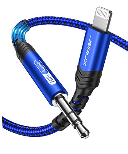 JSAUX iPhone AUX Kabel Auto Audio Kabel 1,8M [Apple MFi Zertifiziert] Lightning zu 3,5mm Klinke kopfhörer Nylon Kabel Kompatibel mit 13 13 Mini 13 Pro 13 Pro Max 12 12 Pro 11 11 Pro Max X XS XR 8-Blau von JSAUX