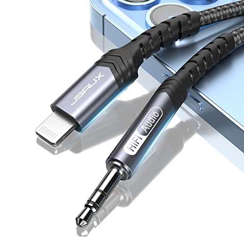 JSAUX iPhone AUX Kabel Auto Audio Kabel 1M [Apple MFi Zertifiziert] Lightning zu 3,5mm Klinke kopfhörer Nylon Kabel für 13 13 Mini 13 Pro 13 Pro Max 12 12 Pro 12 Pro Max 11 11 Pro Max X XS XR 8-Grau von JSAUX