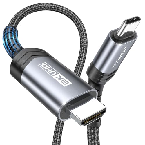 JSAUX USB C zu HDMI 2.1 Kabel [ 8K@60Hz 4K@240Hz ] 6.6 FT Aluminium Typ C zu HDMI Ultra High Speed geflochtenes Kabel [Thunderbolt 4/3] Unterstützung 48Gbps/HDR/HDCP 2.3 für Laptop, Tablet, Galaxy S24 von JSAUX