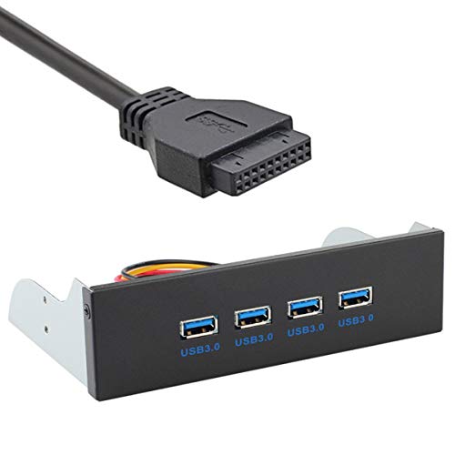 CY USB 3.0 4 Anschlüsse 5,25-Zoll-USB-Hub auf der Vorderseite aus Metall mit 15-poligem SATA-Anschluss von JSER