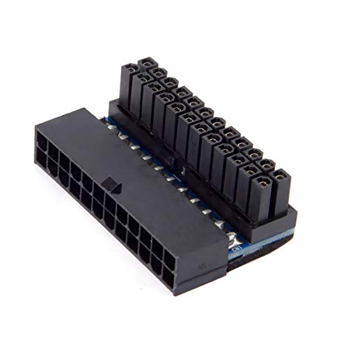 JSER ATX 24-polige Buchse auf 24-poligen Stecker, 90-Grad-Netzteil, kompatibel für Mainboard, Motherboard, Desktops, PC-Versorgung von JSER