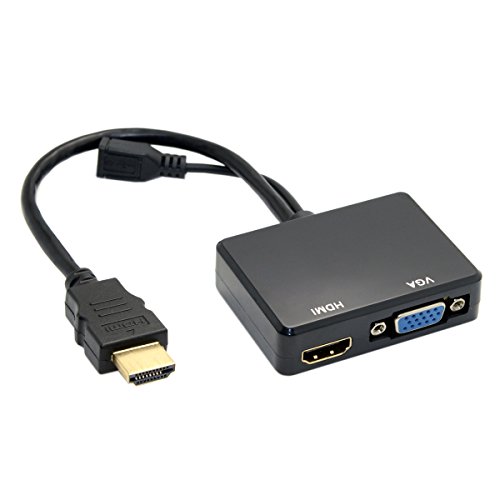 JSER HD-213 HDMI-auf-VGA- und HDMI-Buchsen-Splitter mit Audio-Video-Kabel, Konverter-Adapter für HDTV PC Monitor von JSER