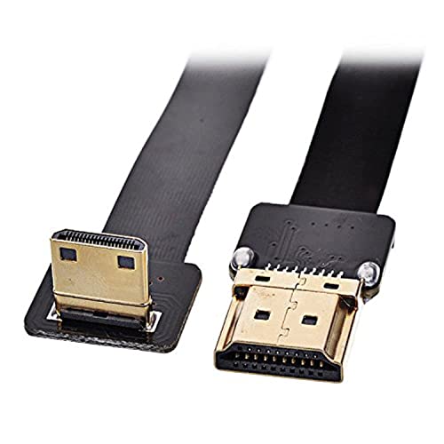 Xiwai 90 Grad nach unten abgewinkelter FPV Mini-HDMI-Stecker auf HDMI-Stecker, FPC-Flachkabel, 50 cm, für Luftfotografie mit Multicoptern von JSER