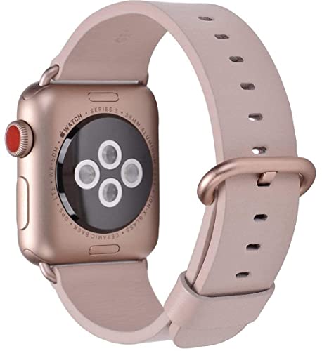 JSGJMY Für Apple Watch Armband 38 mm 40 mm 41 mm 42 mm 44 mm 45 mm Serie 9 8 7 6 5 4 SE iwatch Bands Damen Elegantes Lederband Weiches Rosa Roségold von JSGJMY