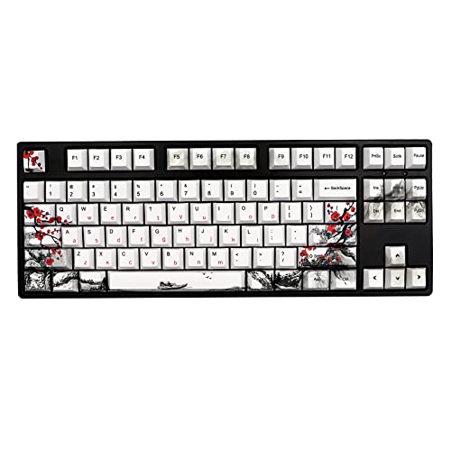 JSJT Pflaumenblüten Tastenkappen 110 Tasten PBT Tastenkappen OEM Profil Benutzerdefinierte Tastenkappen für 61/87/104/108 Cherry MX Switches mechanische Tastaturen(nur Tastenkappen) von JSJT