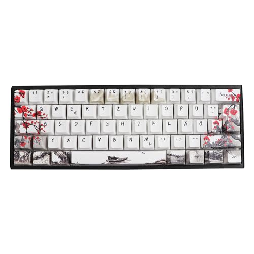 JSJT Tastenkappen 60% 80 Tasten Pflaumenblüten-Tastenkappen PBT Tastenkappen Kirschprofil Deutsches Tastenkappen für 61/64/68 ANSI/ISO-Layout Cherry MX Switches mechanische Tastaturen von JSJT