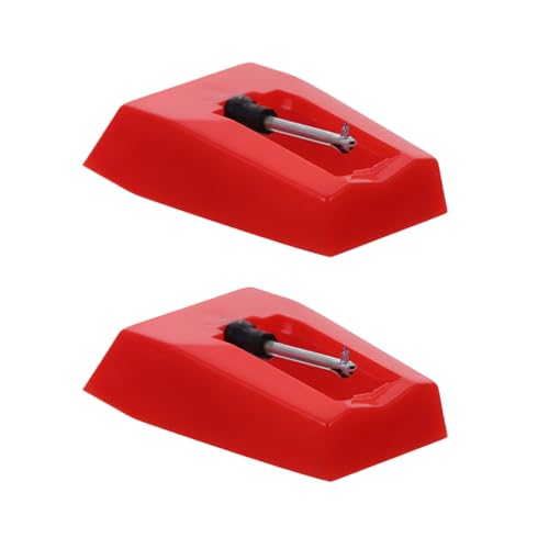 JSKWIKE 2 Pcs Nadel für Plattenspieler Plattenspieler Nadel Plattenspielernadeln Plattenspieler Stift Plattenspieler Nadel Ersatzzubehör für Schallplattenspieler (Rot) von JSKWIKE