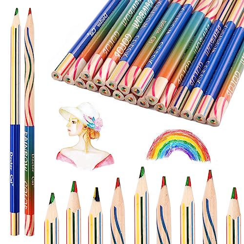 JSMTKJ 30 Stück Regenbogen Buntstifte, 4 in 1 Farben Stifte Zeichnung Bleistift Zauberstift Farbstift für Zeichnung Färbung Skizzieren Bleistifte für Zeichnung Schreibwaren von JSMTKJ