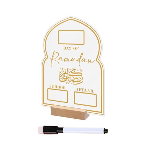 Wiederverwendbare Acryl Ramadan Kalender Board Holzbasis Handwerk 2024 Ornament für Home Dekoration Tisch von JSNKJLMN