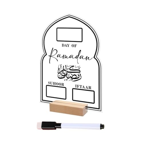 Wiederverwendbare Acryl Ramadan Kalender Board Holzbasis Handwerk Dekoration 2024 für Home Tisch Ornament von JSNKJLMN