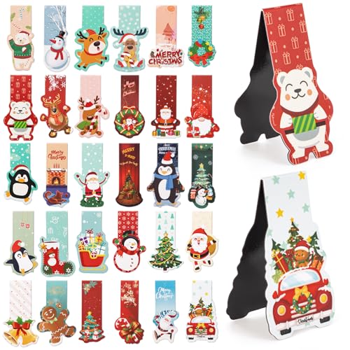 JSRQT 30 Stück Lesezeichen Magnetisch Weihnachts Magnet Lesezeichen Markierungen Book Marks für Lehrer Studenten Buchliebhaber Bookmarks Lesezeichen Magnet für Schule Zuhause Büro von JSRQT