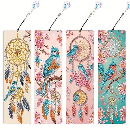 JSRQT 4 Stück Blumen Vögel Diamant Malerei Lesezeichen Kits,5D Diamant Painting Bookmark mit Quasten,DIY Traumfänger Buchmarken für Kunsthandwerk Geschenk JSRQT 4 Stück Blumen Vögel Diamant Malerei Lesezeichen Kits,5D Diamant Painting Bookmark mit Quasten,DIY Traumfänger Buchmarken für Kunsthandwerk Geschenk von JSRQT