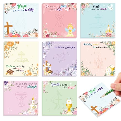 JSRQT 8 Stück Bibelversen Haftnotizen Sticky Notes, Christliche Inspirierende Selbstklebende Klebezettel mit Blumenmuster, Kleine Notizblöcke Haftnotizen für Schule Büro Planerinnerung Schreibwaren JSRQT 8 Stück Bibelversen Haftnotizen Sticky Notes, Christliche Inspirierende Selbstklebende Klebezettel mit Blumenmuster, Kleine Notizblöcke Haftnotizen für Schule Büro Planerinnerung Schreibwaren von JSRQT