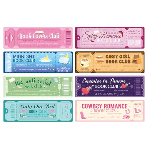 JSRQT Papier Lesezeichen Set 8 Stück Ticket Ästhetische Buchmarker Niedliche Book Clubs Mark Klassische Paper Bookmarks for Reading für Buchliebhaber Mädchen Personalisiert Lesen Von Büchern von JSRQT