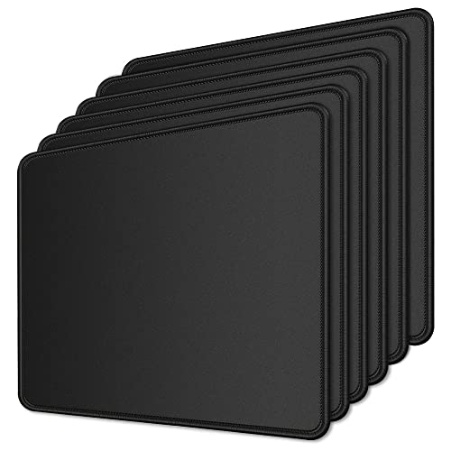 Amazon Marke -【6 Stück】 Gaming Mauspad 24x20cm Schwarz Mousepad mit Vernähte Kanten und Anti Rutsch Gummibasis,Mauspad für PC Büro Arbeiten Spiele Laptop von JSY