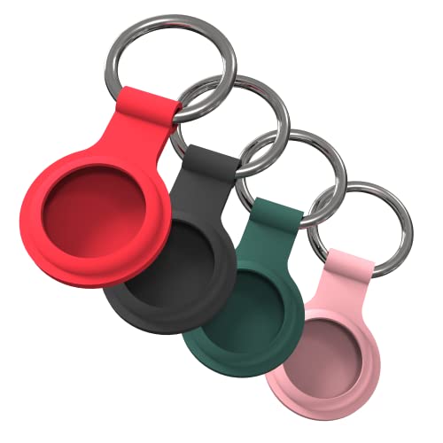 JT Berlin Schlüsselanhänger für die Apple AirTags 4er Pack [AirTags Anhänger aus Silikon, Witterungs- und alltagsbeständig, Hochwertiger Schlüsselring] schwarz/rot/grün/pink von JT Berlin
