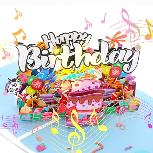 Geburtstagskarte Mit Musik 3D Pop Up karte geburtstag Happy Birthday Karte geburtstagskarten für Kinder,Mama,Papa,Frau,Frauen, Geburtstagskarte lustig von JTENG