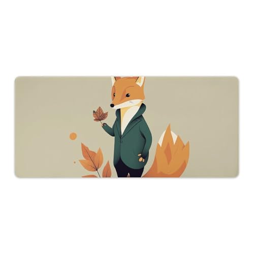 Schreibtischunterlage mit Cartoon-Fuchs-Motiv, 40 x 90 cm, rutschfeste Schreibtischunterlage, große Schreibtischunterlage, wasserdicht, Schreibtischunterlage für Zuhause, Schreibtischschutz von JTKBNVM