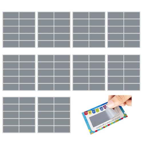 100 Rubbel Etiketten, Scratch Off Labels, 49 x 16mm Scratch Stickers in Grey von JTKREW