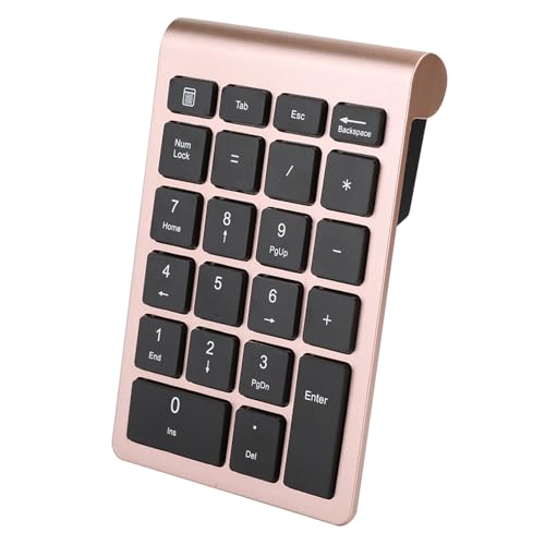 JTLB Ziffernblock, RF304 22 Tasten Ziffernblock USB 2.4G -Tastatur mit Empfänger für Laptop/Notebook, Desktop/PC-Computer (Roségold) von JTLB
