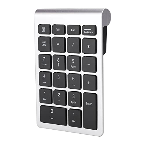 JTLB Ziffernblock, RF304 22 Tasten Ziffernblock USB 2.4G -Tastatur mit Empfänger für Laptop/Notebook, Desktop/PC-Computer (Silberschwarze Farbe) von JTLB