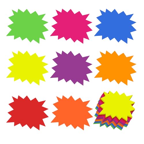 200 Blatt Fluoreszierende Starburst-Preisschilder, Bunte Preisschilder, Beschreibbare Preisschilder, Preisschilder Für Kleidung, Spielzeug-Verkaufsschilder, Einzelhandelsetiketten (8 Farben) von JTMKYO